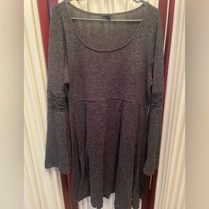 Torrid 1 charcoal lace inset hacci knit skater dress